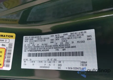 2024 Ford Bronco Badlands z USA, uszkodzony, nr VIN 1FMEE9BP9RLA92268